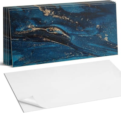 Coloray Plaktegels - Abstract patroon met golven Wandtegel Zelfklevend - 60 cm x 30 cm - Marine Plaktegels - 6 stuks - Rechthoek PVC Tegels - Plaktegels Keuken - Zelfklevende Vloertegels Badkamer - Vinyltegels Vloer Zelfklevend - Portugese Tegels