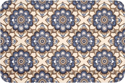 Badmat 90x60 cm - Antislip - Floraal - Ornament - Blauw - Badmatten voor badkamer - Badkamermat - Douchemat - Badkamer mat