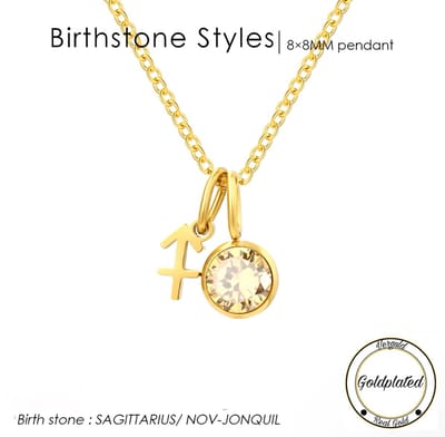 Borasi Birthstone Ketting November | Sterrenbeeld Boogschutter | Goldplated | Geel | Dames Sieraden |