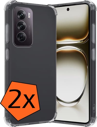 Hoes - 2 Stuks - Geschikt voor OPPO Reno 12 - Sterk & Shockproof - Siliconen Case - Back Cover - Telefoon Hoesje Shock Proof - Transparant