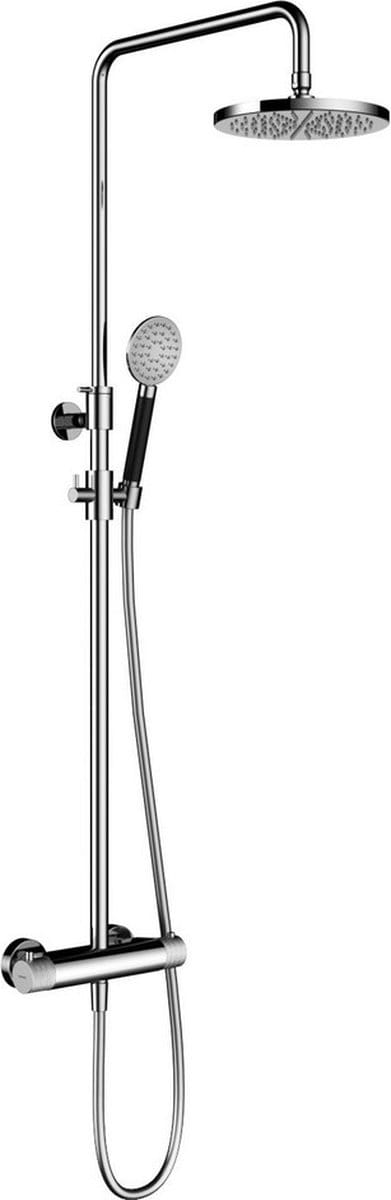 Hotbath Cobber X - Stortdoucheset - 300 mm Hoofddouche - 360 mm Hartafstand - Glijstang - Rond Model Handdouche - Geborsteld Messing PVD - Opbouw - 1/2 Inch Aansluiting