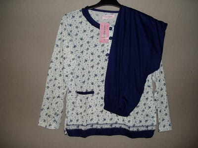 Dames pyjama Fine woman katoen met polyester bloem donker blauw XXL