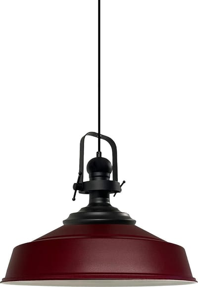Bamyum Black-Asletl Hanglamp Industrieel Bordeaux Metaal Ø40 cm, Vintage Hanglamp, E27 Pendellamp