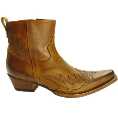 Sendra Boots 11783 Mimo Bruin Heren Enkellaars Cowboy Western Korte Laarzen Spitse Neus Schuine Hak Lederen Zool Rits Sluiting Echt Leer Maat 41