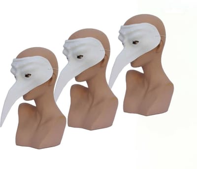 Faram Party - 4x stuks - Venetiaans snavelmasker - plastic - wit - zelf beschilderen