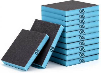 Flexibele schuursponzen met 80 korrels voor nat en droog schuren, ideaal voor hout, metaal en kunststof - 12 stuks van 12 x 10 x 1,3 cm