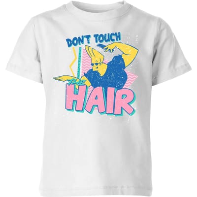Cartoon Network Spin-Off Johnny Bravo Don't Touch The Hair kinder t-shirt - Wit - 98/104 (3-4 jaar)
