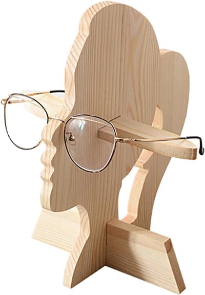 Brillen Display - Eyewear Houder - Bureau Decoratie - Uniek Portret Design - 26.5 cm x 18 cm - Houtkleur