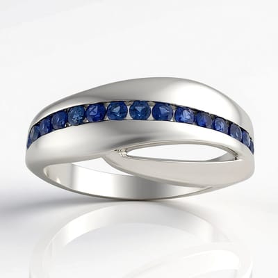 Cavill - Zilveren Ring - 925 Sterling Zilver Rhodium - 15 Blauwe Toermalijn 0,51 ct - Bezel Zetting - Elegante Damesring