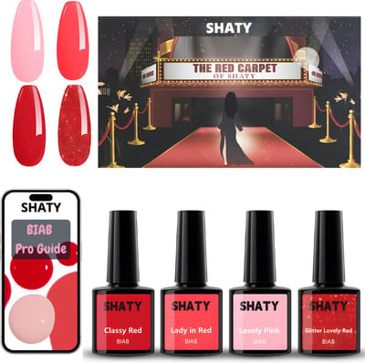 SHATY® Red Carpet BIAB Starter Pakket Set – 4x Rode Builder in a Bottle – BIAB Gelnagellak – HEMA & TPO Free – Nagel Builder Gel
