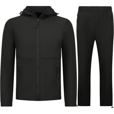 Tech Suit Zomerset Trainingspak Heren - Dunne Tracksuit Heren - Huispak Heren -1050 - Zwart