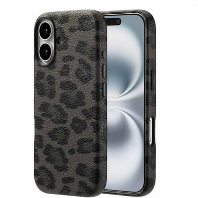 Selencia Hoesje - Geschikt voor Apple iPhone 16 - Sabi Backcover panterprint geschikt voor MagSafe - Midnight Black