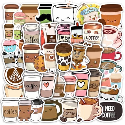 102550 STUKS Vrije Tijd Kawaii Vintage Thee Koffie Stickers DIY Skateboard Laptop Bagage Mok Fiets Motorfiets Telefoon PVC Waterdicht