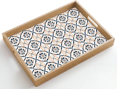 Dienblad hout 50x35 cm - Schootdienblad - Bladvorm - Patroon - Kleurrijk - Borrelplank rechthoek - Plateau dienbladen
