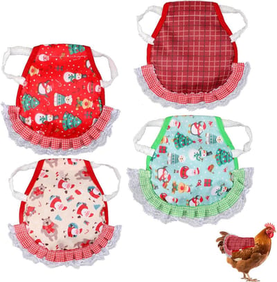 Kippenzadels Ter Bescherming Van Rugveren - Set Van 4 - Polyester - Benodigdheden Voor Kleine en Middelgrote Hennen