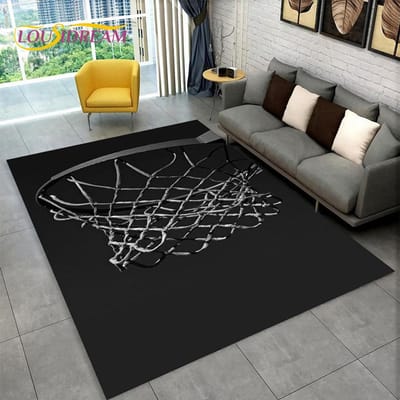 3D Basketbalveld Cartoon Gebiedskleed Groot, Tapijtkleed voor Woonkamer Slaapkamer Bank Speelkamer Deurmat Decor, Kinderen Antislip Vloermat 40x60cm(15x23in)