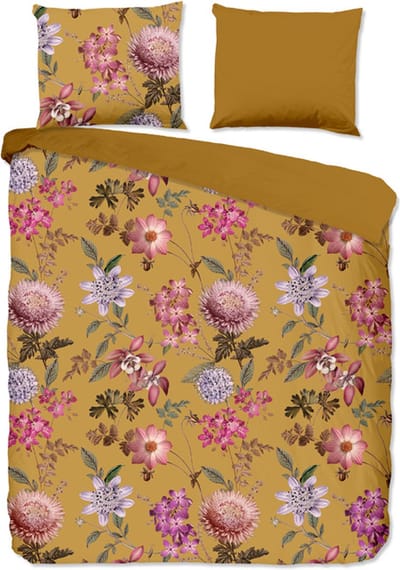 iSleep Mimi Dekbedovertrek (30325) - Katoensatijn - Eenpersoons - 140x200/220 cm - Oker Geel
