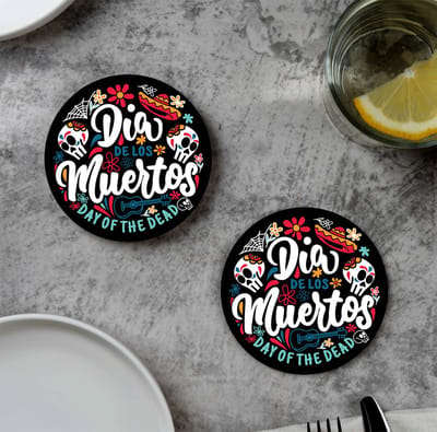GR onderzetters voor glazen - Halloween - Dia de Los Muertos - Vinyl - 6st