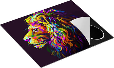 Chefcare Inductie Beschermer Gekleurde Leeuw - Leeuwenkop - Abstract - 60x50 cm - Afdekplaat Inductie - Kookplaat Beschermer - Inductie Mat