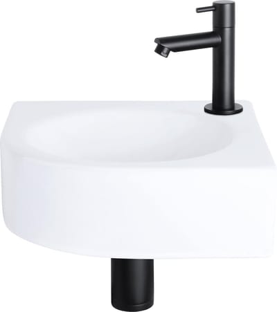 Differnz Cleo Fonteinset - Keramiek - Kraan recht mat zwart - 30 x 30 x 10 cm