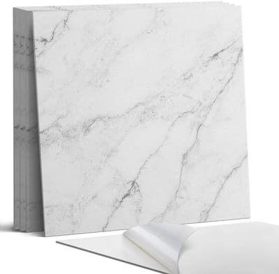 Coloray Wandpanelen Zelfklevend - Elegant wit marmer Zelfklevende Wandpanelen - 50 cm x 50 cm - Wit Wandpaneel PVC - 4 stuks - Texturen Wandpanelen Zelfklevend - Wandpaneel Keuken - Wandpanelen Badkamer
