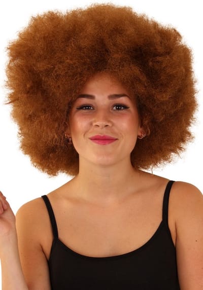 KIMU® Pruik Afro Bruin Disco - Carnaval Afrokapsel Seventies Festival
