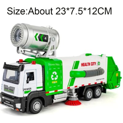 1:32 Stofzuiger Spuitwagen Legering Auto Diecast Model Miniatuur Speelgoed Geluid Licht Terugtrekmechanisme Deuren Openbare Modellen Vakantiecadeaus Voor Kind