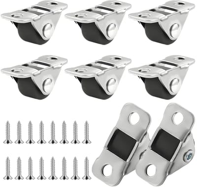Dailygoods - 8 Stuks Mini Meubelwielen - Rubber met Stalen Plaat voor Kleine Meubels