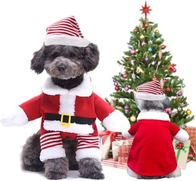 Kerstkleding voor Huisdieren, Kostuum voor Honden en Katten, Elk en Rendier Outfit, Gewatteerde Kerstjas voor Kleine Honden en Puppies zoals Schnauzers en Chihuahuas