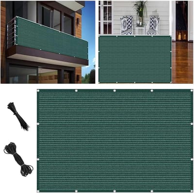 Inkijkbescherming 100 x 870 cm Bescherming Tegen Inkijken en Wind Tuinomheiningpanelen Balkonscherm Tegen met Oogjes Voor Balkonleuningen, Donkergroen