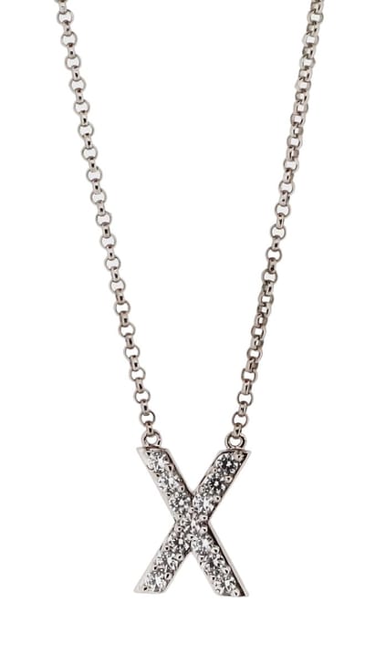 Orphelia Zilver Alphabet hanger met ketting 44 cm Zirconium