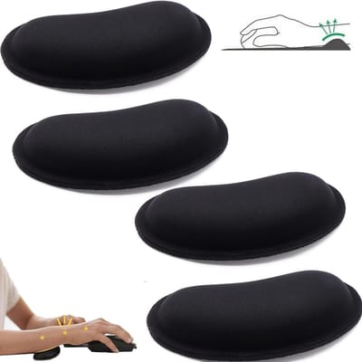 Polssteun voor muis - 4 stuks - Draagbare polssteun - Kantoor en thuis - Polssteun - Pols Beschermer - Comfortabele ondersteuning - Ergonomische - Zachte vulling polssteun muis - Rubber - Geschikt voor langdurig gebruik
