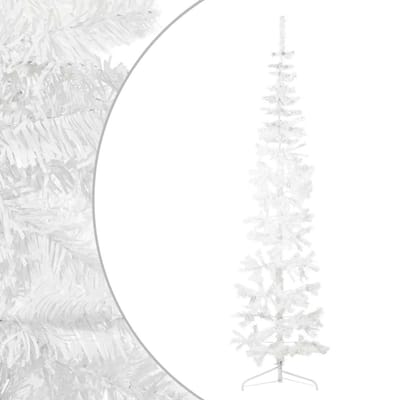 vidaXL - Kunstkerstboom - half - met - standaard - smal - 240 - cm - wit