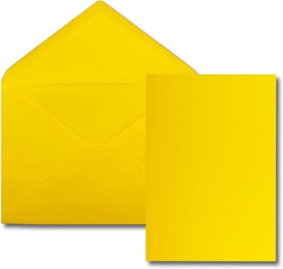 300x set individuele kaarten met enveloppen DIN A6 / C6 in honinggeel (geel) - 14,8 x 10,5 cm - zonder vouw
