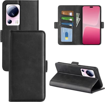 MobyDefend Hoesje - Geschikt voor Xiaomi 13 Lite - Luxe Wallet Book Case (Sluiting Zijkant) - Zwart