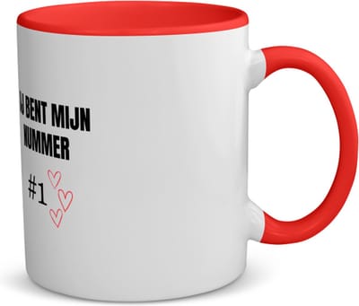 Akyol - jij bent mijn nummer één koffiemok - theemok - rood - Liefde - iemand die je in het zonnetje wilt zetten - nummer 1 - leuke cadeau - kado - verjaardag - geschenk - 350 ML inhoud