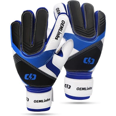 Latex Voetbal Keeper Handschoenen Voetbal Keeper Handschoenen met Sterke Grips voor Volwassenen 8 blauw