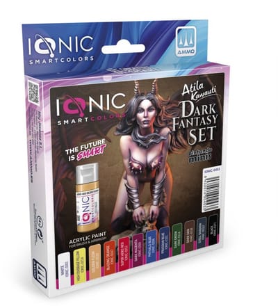 AMMO by Mig Jimenez Hobbyverf Acrylverf - MIG IO0453 Ionic Smart Colors - Duistere Fantasy Essentiële Kleurenset - Acryl Set 12x20ml Verf set - 12x 20 ml