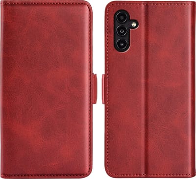 MobyDefend Hoesje - Geschikt voor Samsung Galaxy A14 - Luxe Wallet Book Case (Sluiting Zijkant) - Rood