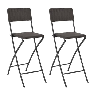 vidaXL - Barstoelen - inklapbaar - 2 - st - rattan - look - HDPE - en - staal - bruin