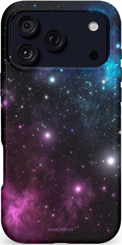 Casetastic hoesje geschikt voor Apple iPhone 17 Pro Max - MagSafe - Dubbellaagse bescherming - Nebula gloed - Fashion Case - Zwart Donkerblauw