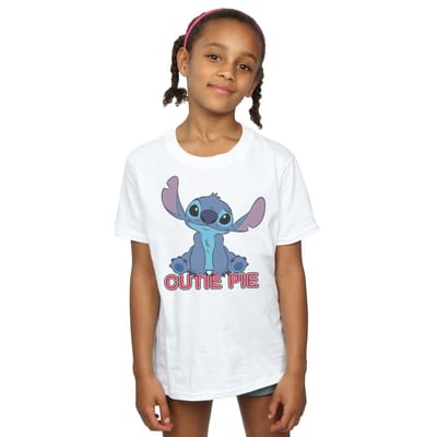 Disney Meisjes Lilo en Stitch Stitch Cutie Pie Katoenen T-shirt (Wit)