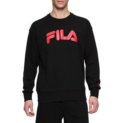 FILA Lusigny Loose Crew Black-true Red Maat: XS | Sweaters Outlet | Heren | Zwart