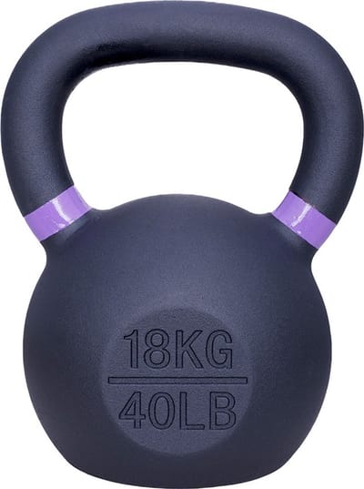 ForzaFit Kettlebell 18 kg - Gietijzer Kettle bell - Zwart met Lila - 40 LB
