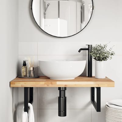 vidaXL - Badkamer - wandschap - staal - en - massief - acaciahout
