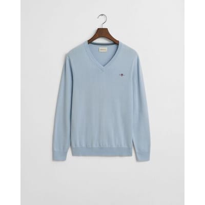Gant Pullover V-Hals Lichtblauw - Maat M - Heren - Pullovers