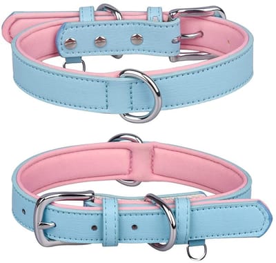 Dailygoods- Halsband Verstelbaar - Lederen/Hondenhalsband - Zacht/Ademend - Roestvrij Staal - Geschikt voor Kleine/Middelgrote/Grote Hond - Maat L (36-46cm) - Hondentuig