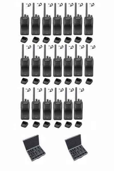Set van 20 stuks Kenwood TK-3501 PMR446 met beveiliging oortje tafelladers en koffer