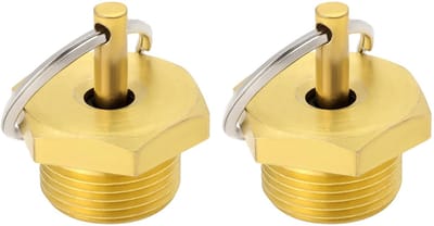 Dailygoods- Afvoerklep M22x1,5 - 2 Stuks - Messing - Veiligheidsklep - Zeskantdiameter 27 mm - Trekring voor drukontlasting