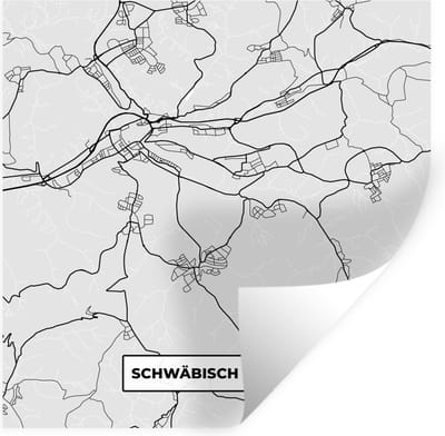 Muurstickers - Sticker Folie - Kaart - Schwäbisch Gmünd - Duitsland - Plattegrond - Stadskaart - 100x100 cm - Plakfolie - Muurstickers Kinderkamer - Zelfklevend Behang XXL - Zelfklevend behangpapier - Stickerfolie